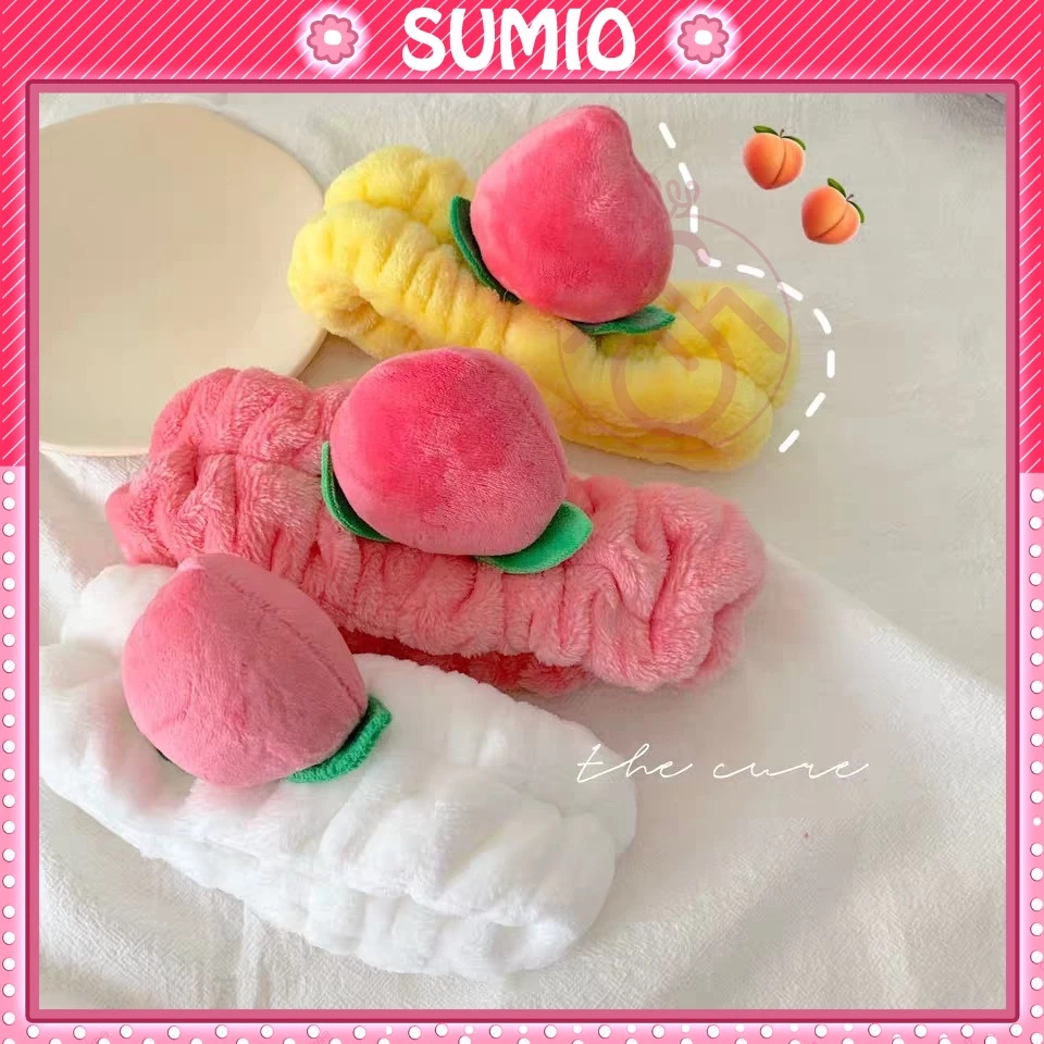 Băng đô vải nhung rửa mặt mềm mịn trái đào xinh xắn quà tặng cho bạn gái Sumio_offical cute cài tóc bé nam nữ