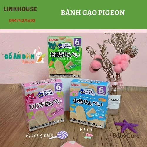 Bánh Gạo Ăn Dặm Pigeon Nhật Cho Bé Từ 6M+