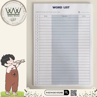 [RESTOCK] Tập giấy note học từ vựng khổ B5 30 tờ WORD LIST B5 - WeeWoo Store