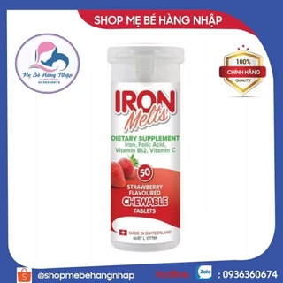 Viên sắt ngậm Iron Melts vị dâu 50 viên của Úc