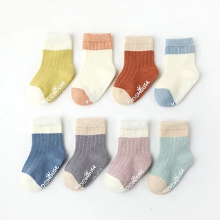 Sét 5 đôi tất vớ kid house trẻ em tất cho bé cotton 100% chống trượt trơn  cho bé trai, bé gái đi thu đông cực xinh