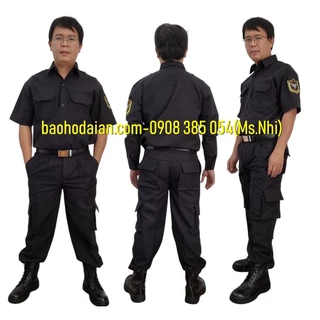 Quần áo vệ sĩ ngắn tay màu đen vải cao cấp (quần kaki thành công - áo kate ford)