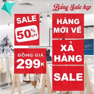 Bảng SALE kẹp chất liệu Mika 2mm mưa nắng ngoài trời, trong nhà chữ sắc nét siêu bền