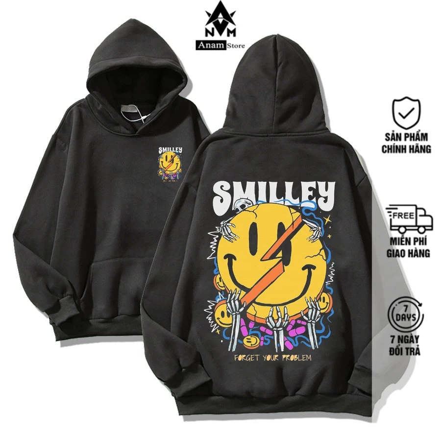 ÁO HOODIE FORM RỘNG NAM NỮ SMILE