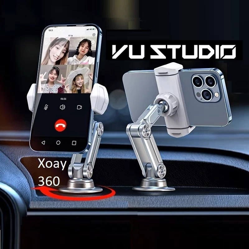 Giá đỡ điện thoại và iPhone gắn taplo ô tô, kẹp cửa gió oto, táp lô xe hơi, bằng hợp kim cao cấp C01 Vu Studio