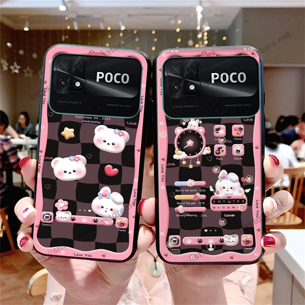 Ốp lưng Xiaomi Poco C40 gấu, đồng hồ dễ thương cute giá rẻ