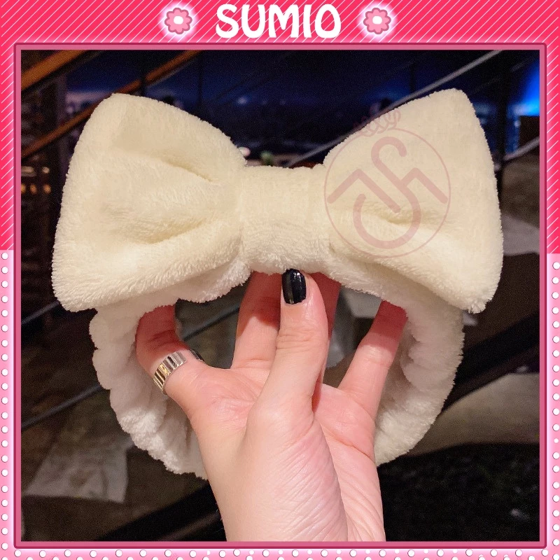 Băng đô rửa mặt vải nhung mẫu nơ trơn xịn mềm mịn dễ thương Sumio_offical bờm turban cố định tóc co dãn