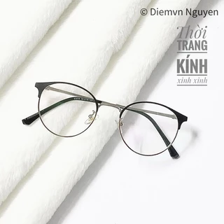 Gọng kính cận nam nữ mặt nhỏ _ Chất kim loại dày dặn, cứng cáp_Dáng bầu tròn nhỏ nhắn_ Hoạ tiết càng kính xinh