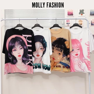 Áo thun nữ tay lỡ 3D NHIỀU MẪU ❤️ Áo phông form rộng Freesize dành cho nữ Molly Fashion