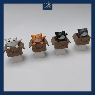 Keycap Cute Dễ Mèo Trong Hộp, Chất Liệu Cứng Cáp, Nút Trang Trí Bàn Phím Cơ