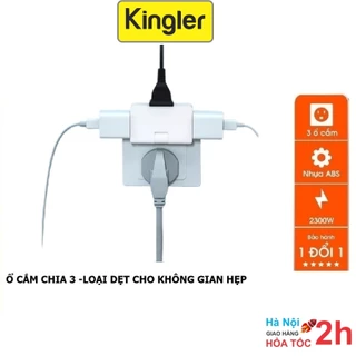 Phích Nối Dẹt - Kingler, Chia 3 Ổ Cắm - Xoay 180 Độ - Dành Cho Không Gian Hẹp, An Toàn, Tiện Dụng - 8607