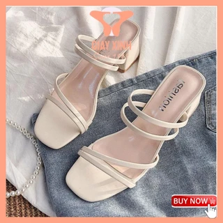 Sandal ❤️FREESHIP❤️ Dép Cao Gót Nữ quai mảnh trẻ trung đế vuông chuẩn Hàn Quốc A12