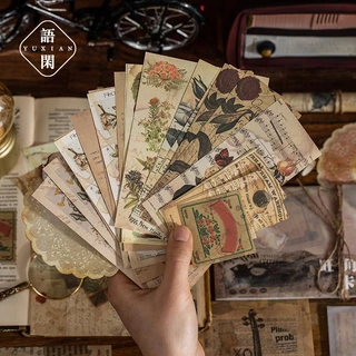 [K03] set 40 món giấy nền thẻ tag nhãn dán vintage cổ điển trang trí thư tay, sổ bullet journal