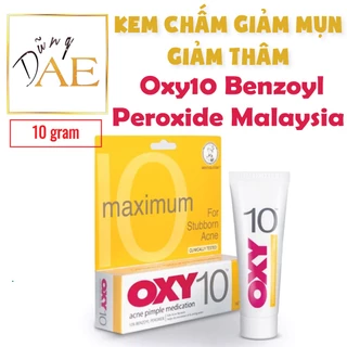 OXY 10 giảm mụn, giảm thâm. Kem chấm mụn Oxy10 Benzoyl Peroxide Malaysia 10g