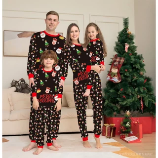 Bộ Đồ Ngủ Pijama Tay Dài In Họa Tiết Ông Già Noel Phong Cách Giáng Sinh Mới 2023 Cho Mẹ Và Bé