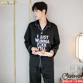 Bộ đồ pijama nam tay dài lụa luxury cao cấp mặc nhà mặc ngủ thoải mái QSHOP QM599