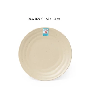 Dĩa tròn cạn gân nhựa Melamine nhám Nâu DCG 06N