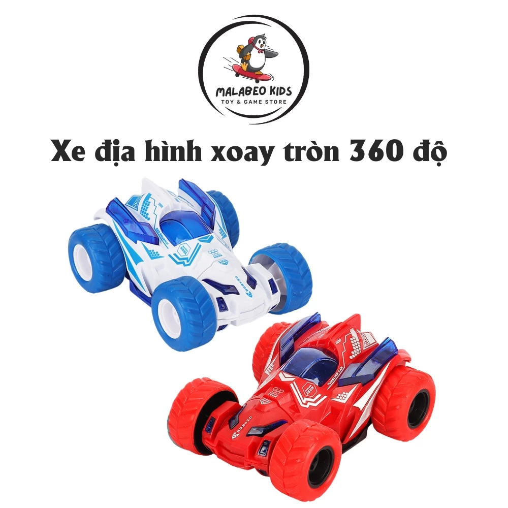 Đồ chơi ô tô cho bé bánh cao su, xe địa hình nhựa ABS siêu đẹp quán tính xoay đầu 360 độ giữ thăng bằng MALABEO KIDS