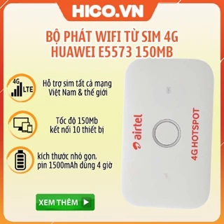 Bộ Phát Wifi Từ Sim 3g 4g Huawei E5573 - Thiết Bị Phát Wifi 4G Đẳng Cấp Châu Âu, Tốc Độ 150Mb-hàng chính hãng