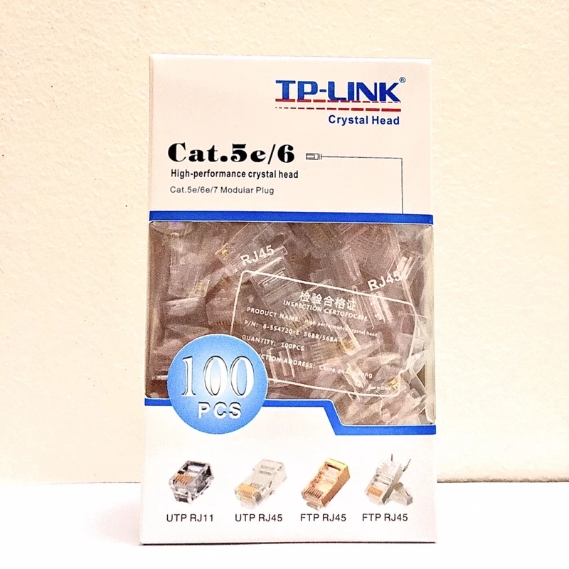 Combo 100 Đầu Hạt Mạng RJ45 Cat5e/Cat6 vỏ nhựa TpIink / Golden Japan