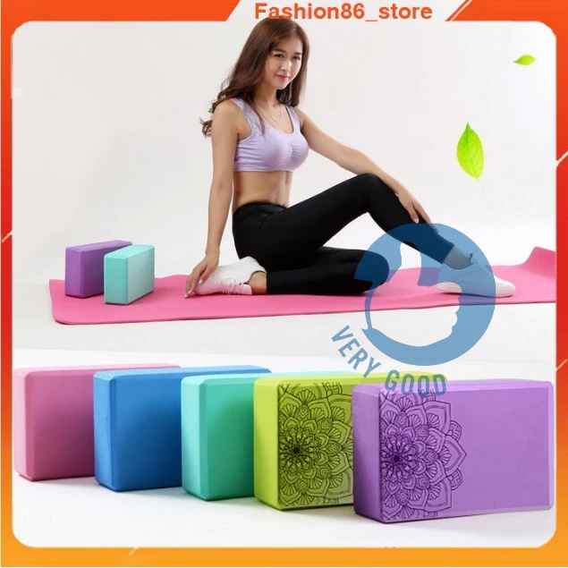 Gạch tập yoga cục gạch block yoga in Hoa Mandala xốp dùng trên thảm tập yoga tại nhà và phòng tập độ cứng cao không lún