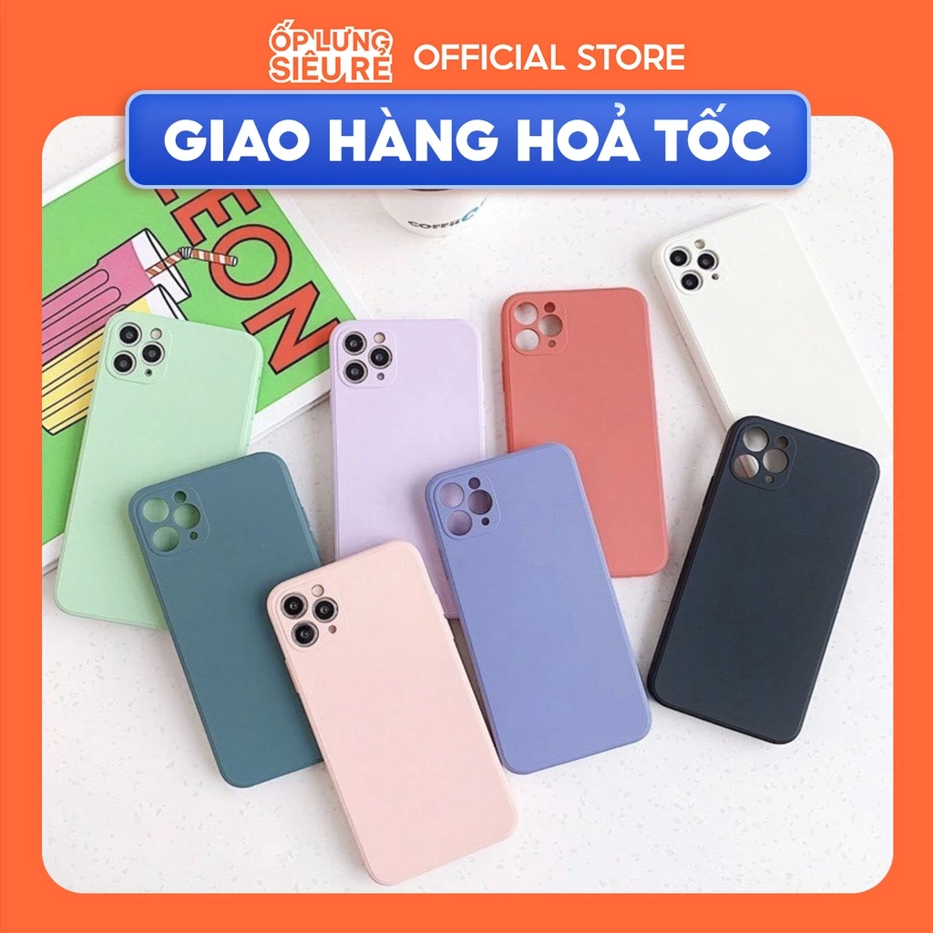 Ốp lưng cạnh vuông Xiaomi Redmi 9T/Redm 10/....viền bảo vệ camera trơn màu