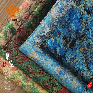 150cm mật độ cao nylon Jacquard thổ cẩm vải satin ngôi sao sơn dầu họa tiết vải để may sườn xám và chất liệu kimono cho DIY 0.5 Yard TJ8900