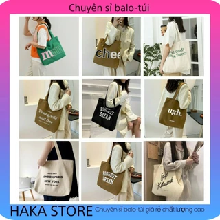 Túi tote đi học vải canvas túi ulzzang vải bố mộc không nhuộm hóa chất đựng vừa laptop 14inhch