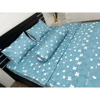 Drap cotton 100% , ga trải giường cao cấp chuẩn LOGO CTY vải thoáng mát , thấm hút mồ hôi mẫu hoa tim xanh