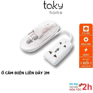 Ổ Cắm 2 Lỗ 2 Chạc Và 3 Chạc, Ổ Cắm Điện Thông Minh Dây Nối Dài 2m, An Toàn,Tiện Dụng Trong Gia Đình. TakyHome 8608