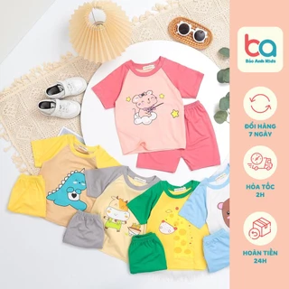 Bộ Quần Áo Bé Trai, Bé Gái Cộc Tay Minky Mom Vải Thun Lạnh Vai Đắp Lăng Phối Màu Cực Xinh, Bộ Mặc Nhà Cho Bé - BC2