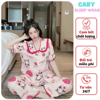 Đồ bộ nữ pijama mặc nhà bộ ngủ dễ thương áo cộc quần dài chất lụa mango cao cấp CARY