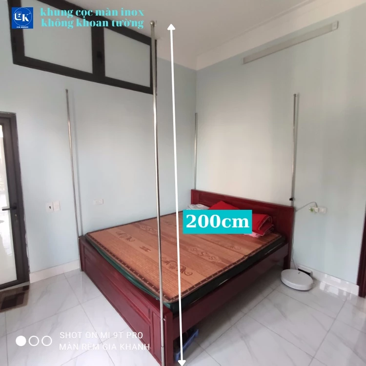 khung cọc màn mùng inox không khoan tường tiện dụng có thể tháo lắp