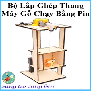 Đồ Chơi Stem - Bộ lắp ghép Thang máy điện bằng Gỗ theo phương pháp giáo dục Stem, Steam, Đồ chơi thông minh