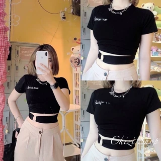 [Hot] ÁO CROPTOP- ÁO THÊU NEWYORK ÔM BODY CHẤT THUN LỤA MỎNG MÁT PHỐI KHOEN CHIZISHOP CZ027