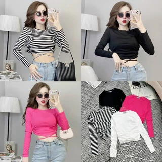 Áo thun croptop tay dài dây cột eo(A15)