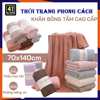 Khăn tắm lông cừu Hàn Quốc Trơn cỡ lớn 70x140cm chất bông siêu mềm mịn thấm nước cực nhanh An toàn cho da Bé 300g