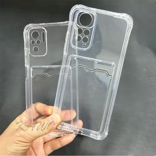 Ốp Điện Thoại TPU Mềm Trong Suốt Chống Sốc Kèm Ngăn Đựng Thẻ Cho Redmi Note 11 11s 10 Pro 10s 9T 9A 9C 8 8A Poco M3 X3 F3 K50