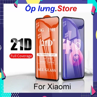 Kính cường lực Xiaomi 21D full màn cho Redmi 9A, 9C, 10, 10A, Redmi note 11, 11S,11 Pro 5G,...tặng kèm giấy lau kính