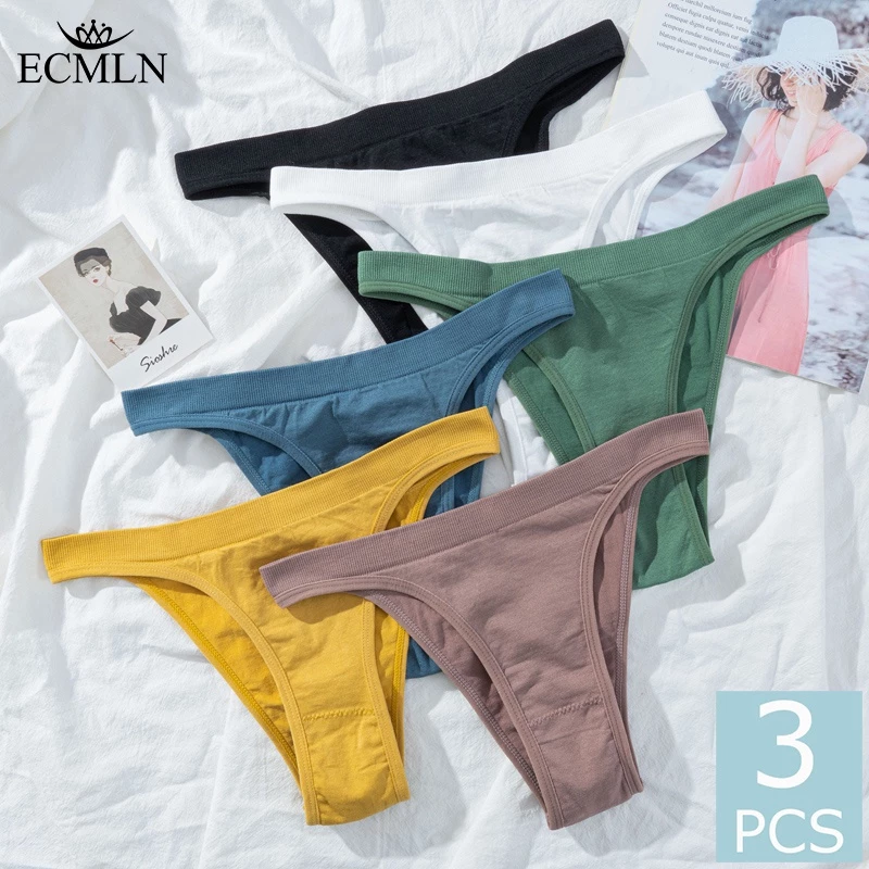 Set 3 quần lót ECMLN vải cotton không đường may lưng thấp thời trang cho nữ