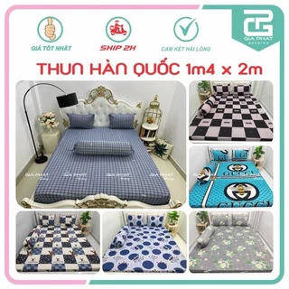 Bộ ga giường 1m4×2m thun lạnh Hàn Quốc 4 món (1ga, 2vỏ gối nằm, 1 vỏ gối ôm)