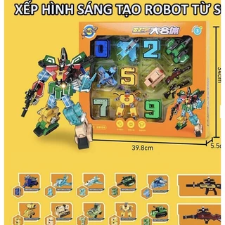 Đồ chơi chữ số biến hình robot hoặc xe ô tô number transform robot