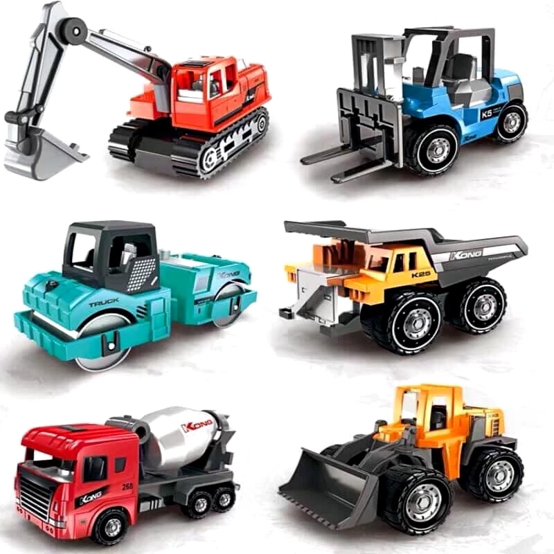 (Tỷ lệ 1:64)Set 6 mô hình xe công trình kim loại gia công tỉ mỉ sợ màu sắc nét, an toàn tỉ lệ 1:64
