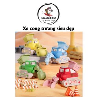 Xe đồ chơi cho bé MALABEO KIDS, bộ 4 xe kỹ thuật công trình chất liệu nhựa ABS siêu đẹp