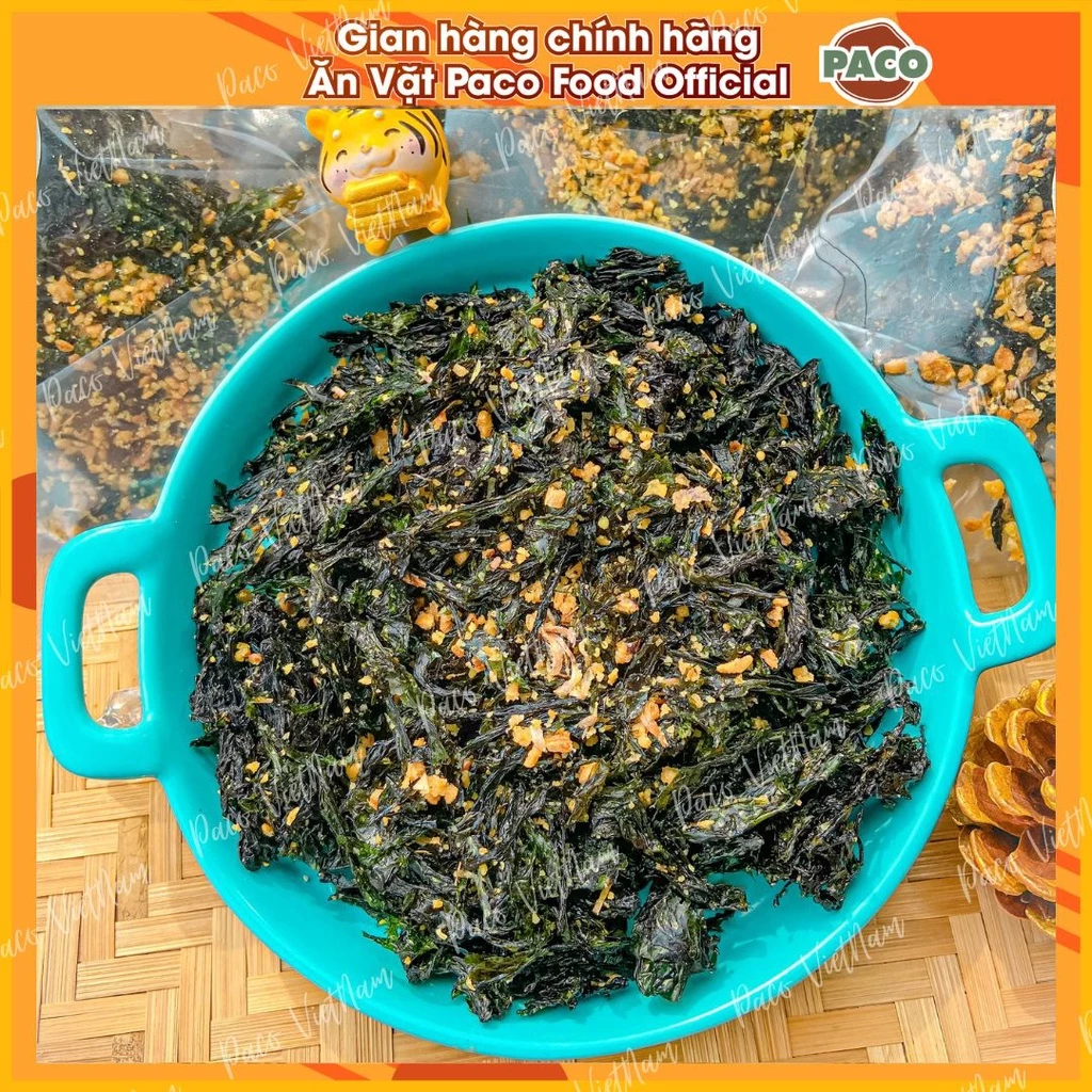 Rong biển ăn liền cháy tỏi ớt giòn sấy ăn vặt Paco Food gói 50g trộn cơm ăn snacks nhiều món cùng rong biển