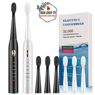 Bàn chải điện Electric Toothbrush 5 chế độ kèm 4 đầu chải tiện lợi, Bàn chải đánh răng điện đánh bóng làm trắng răng