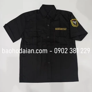 Áo đồng phục bảo vệ, vệ sĩ màu đen kèm logo tay và ngực