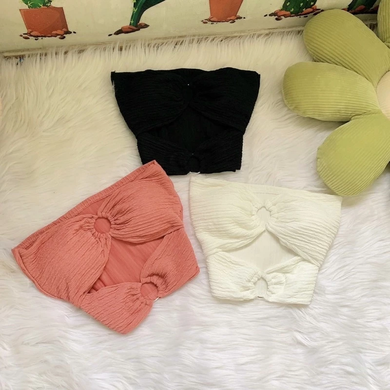 Áo ống croptop khoen ngực cá tính có đệm ngực chất xốp đẹp hàng chuẩn y hình