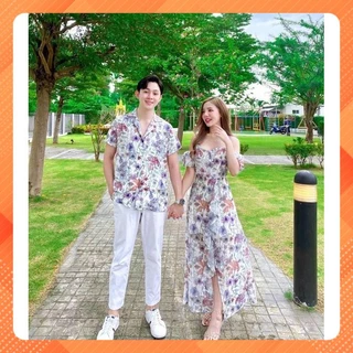 <Hàng cao cấp ❤️> Set couple đi biển máu tím nhạt (kèm hình thật)