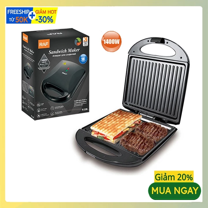 Máy kẹp bánh mì RAF 1400W màu sắc hiện đại, kiểu dáng sang trọng